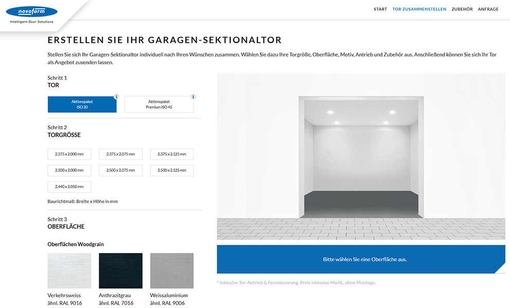 Novoferm Tor-Konfigurator, Bildrechte: Novoferm GmbH